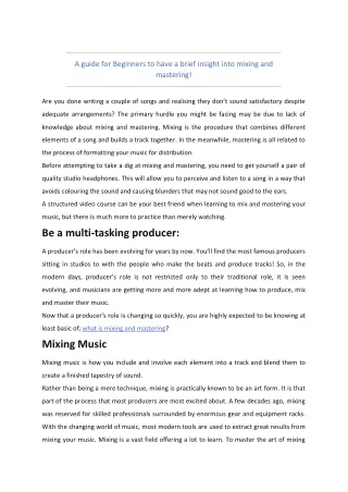 a guide for beginners to have a brief insight