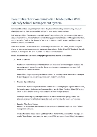 Parent-Teacher Communication Made Better With Edecofy School Management System