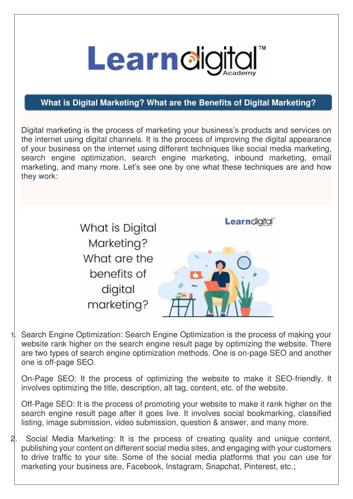 what is digital marketing what are the benefits