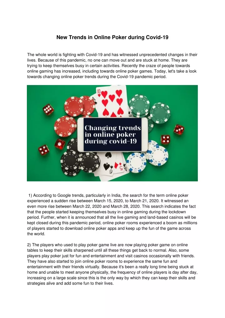 new trends in online poker during covid 19