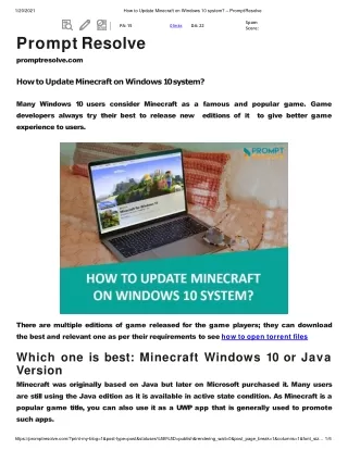 How to Update Minecraft on Windows 10 system?