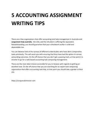 5 ACCOUNTING ASSIGNMENT WRITING TIPS