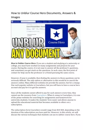 How to Unblur Course Hero Documents, Answers & Images | Wikiwax