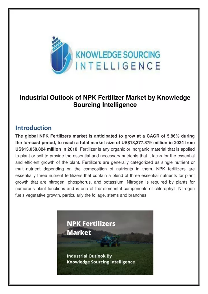 industrial outlook of npk fertilizer market