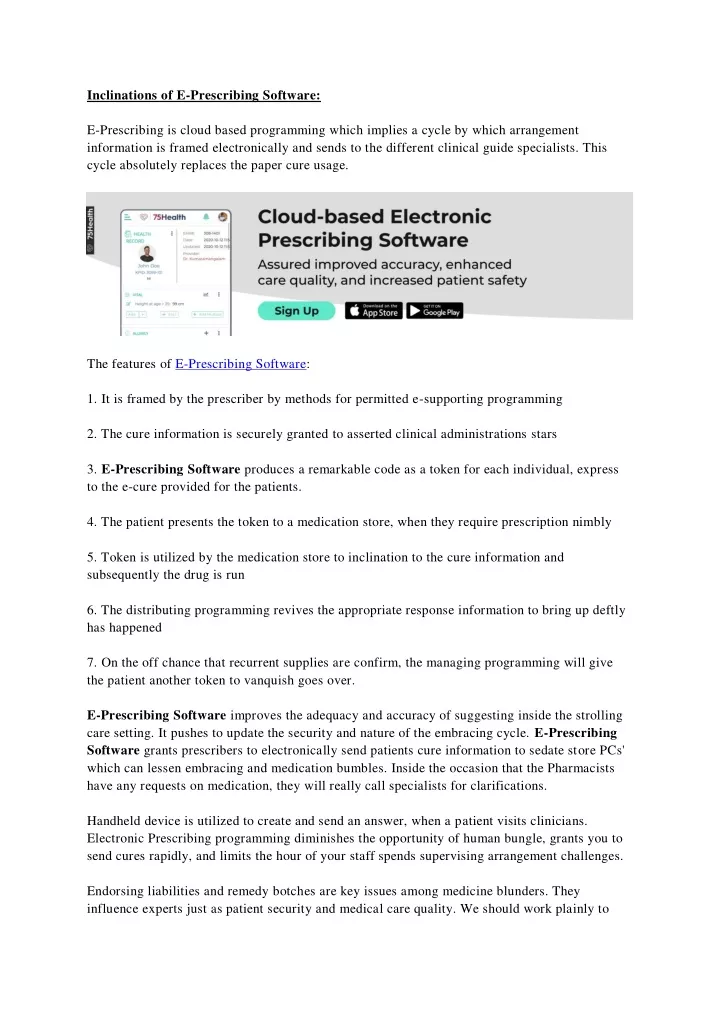 inclinations of e prescribing software