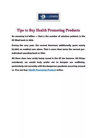 Tips to Buy Health Promoting Products