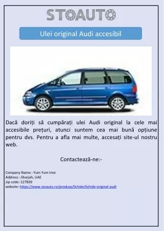 Ulei original Audi accesibil