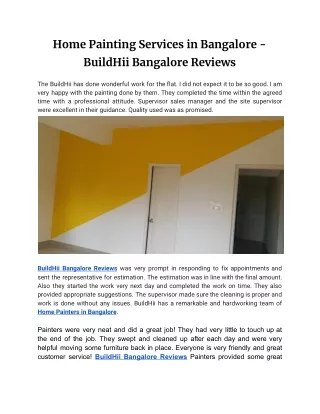 Home Painting Services in Bangalore - BuildHii Bangalore Reviews