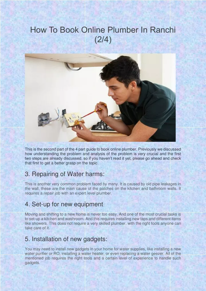 how to book online plumber in ranchi 2 4