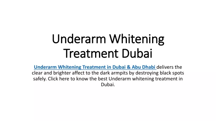 underarm whitening treatment dubai