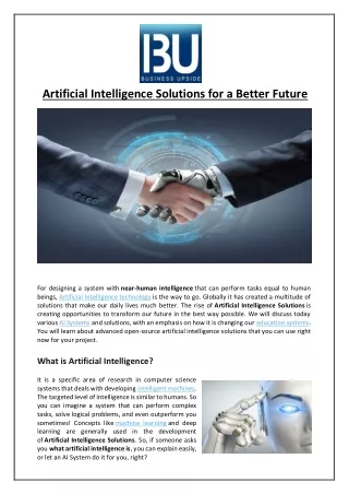 artificial intelligence solutions for a better