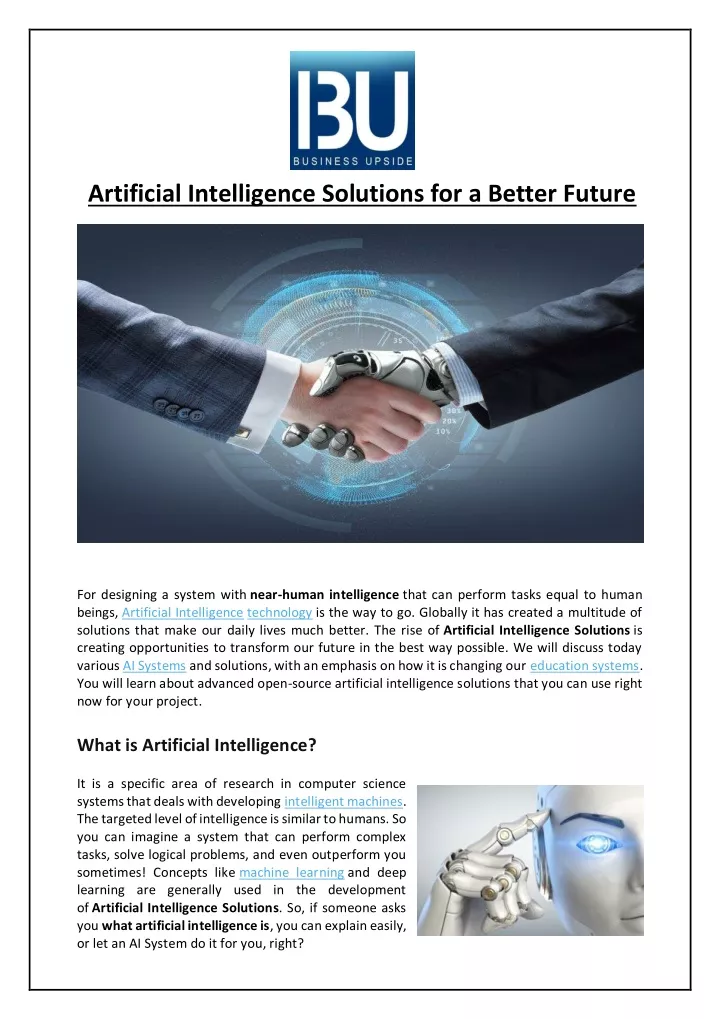 artificial intelligence solutions for a better