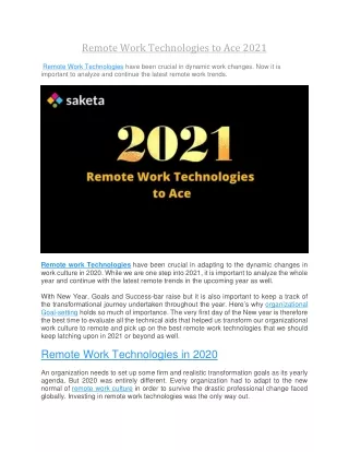 remote work technologies to ace 2021