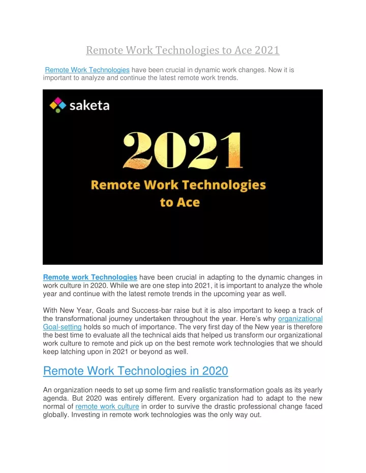 remote work technologies to ace 2021