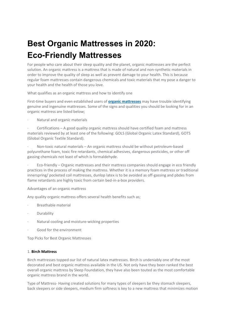 best organic mattresses in 2020 eco friendly