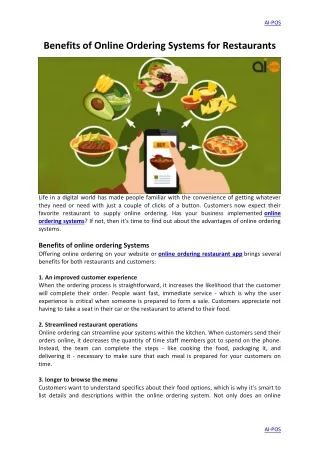 Benefits of Online Ordering Systems for Restaurants