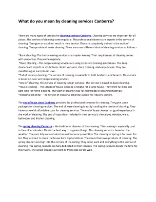 what do you mean by cleaning services canberra