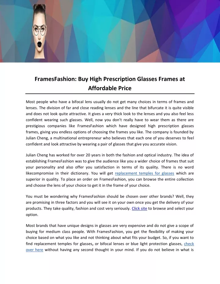 framesfashion buy high prescription glasses