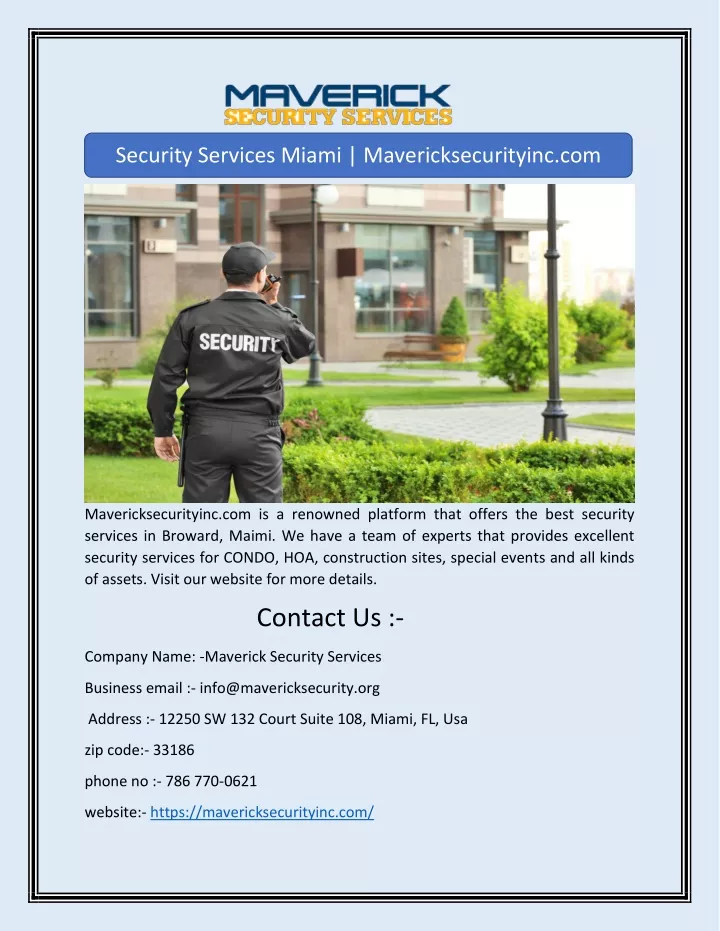 security services miami mavericksecurityinc com