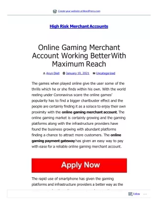online gaming merchant account working better with maximum reach
