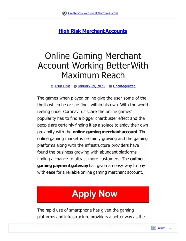 online gaming merchant account working better with maximum reach