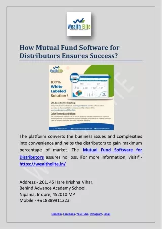 how mutual fund software for distributors ensures