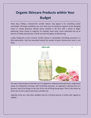 Organic Skincare Products Within Your Budget