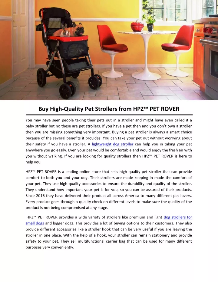 buy high quality pet strollers from hpz pet rover