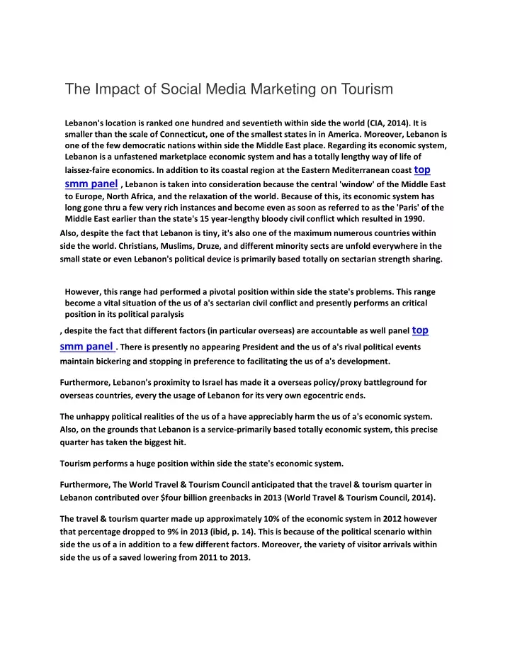 the impact of social media marketing on tourism