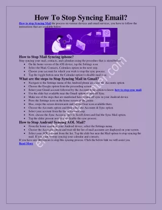 how to stop syncing email how to stop syncing