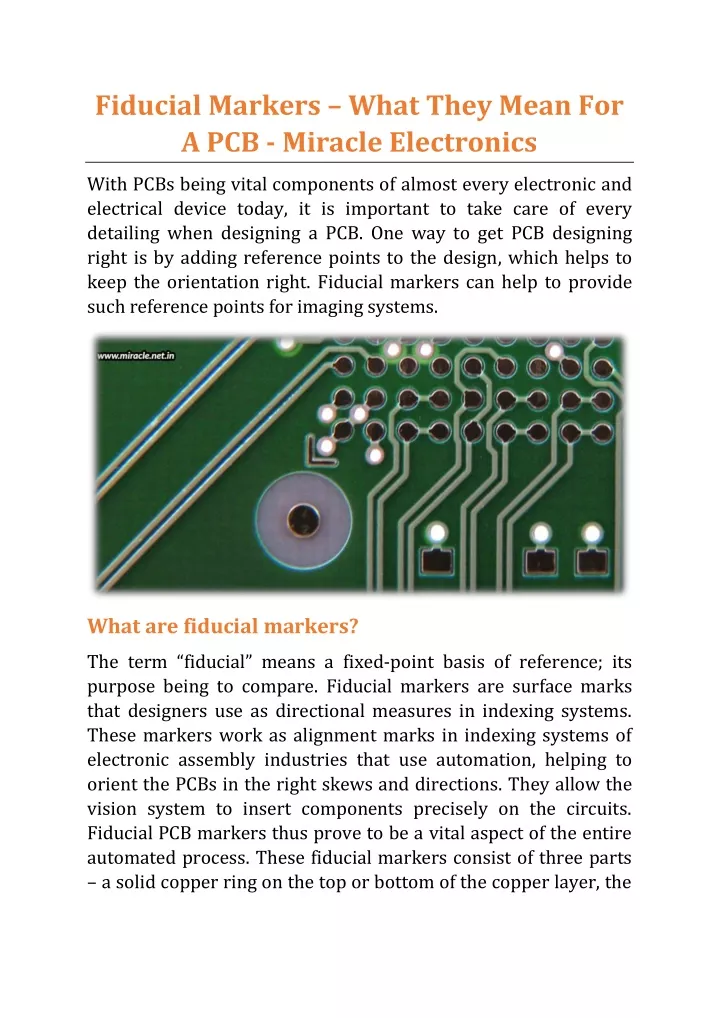 fiducial markers what they mean for a pcb miracle