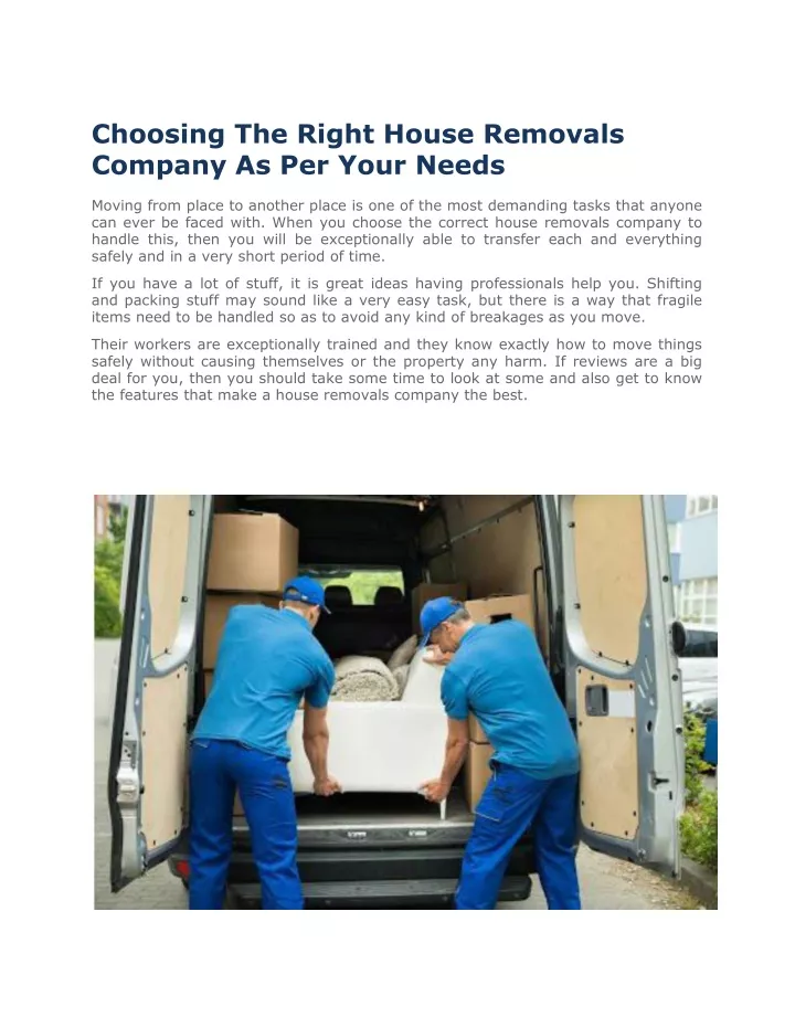choosing the right house removals company