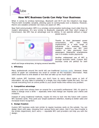 How NFC Business Cards Can Help Your Business