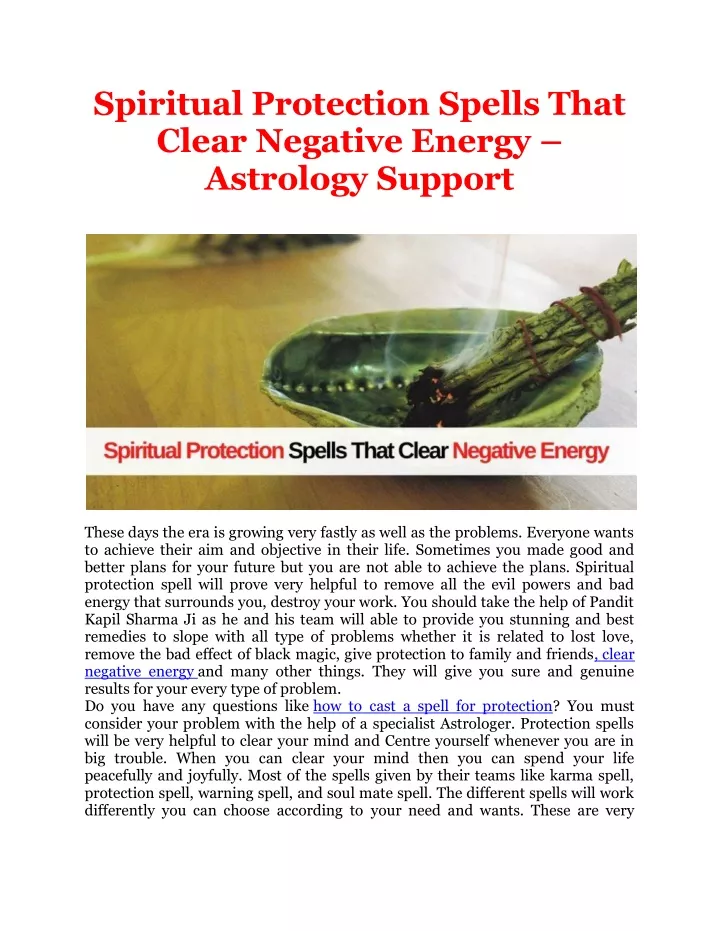 spiritual protection spells that clear negative