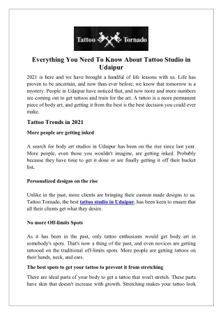 Everything You Need To Know About Tattoo Studio in Udaipur
