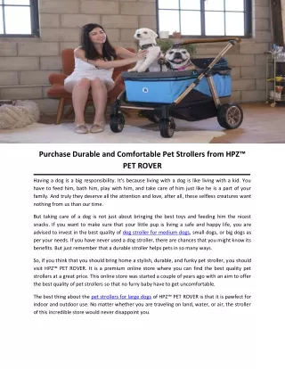 Purchase Durable and Comfortable Pet Strollers from HPZ™ PET ROVER