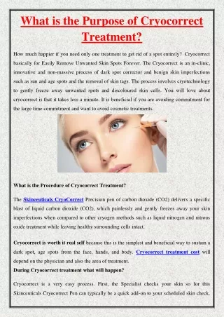 what is the purpose of cryocorrect treatment
