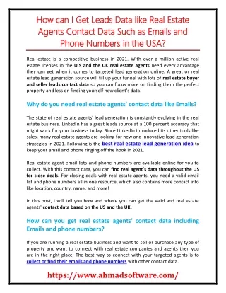 how can i get leads data like real estate