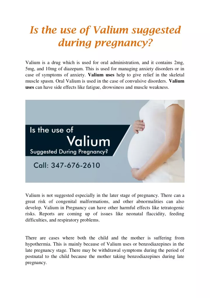 is the use of valium suggested during pregnancy