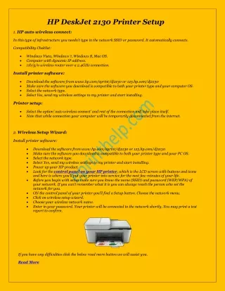 hp deskjet 2130 printer setup