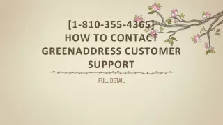 1 810 355 4365 how to contact greenaddress customer support