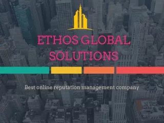 Ethos Globle Solutions the best online reputation management agency in dubai
