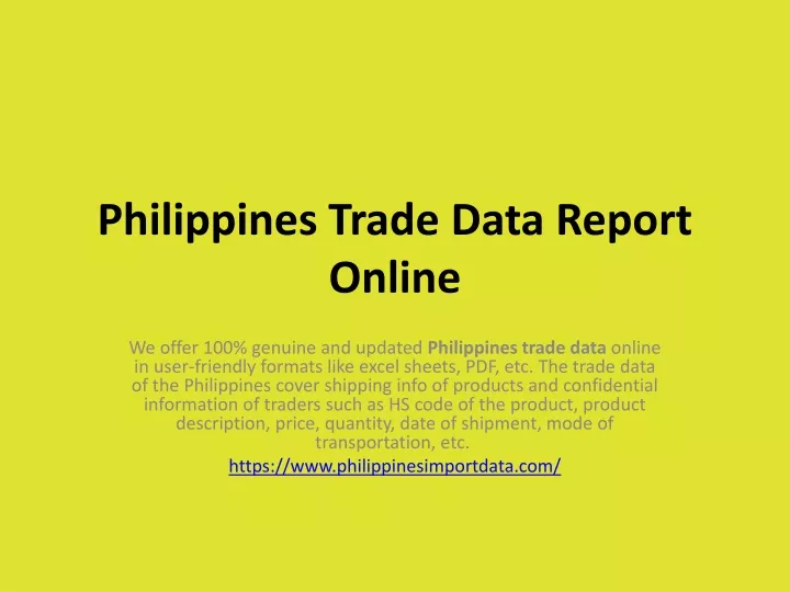 philippines trade data report online
