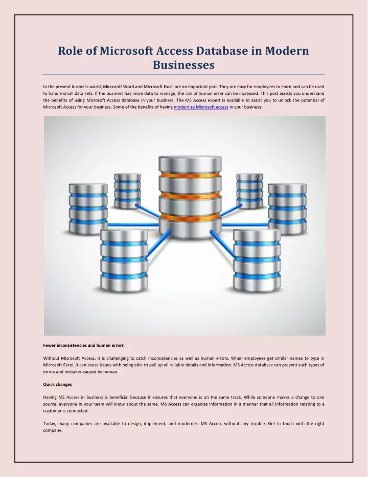 role of microsoft access database in modern