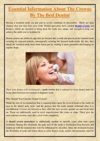 essential information about the crowns