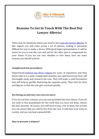 reasons to get in touch with the best dui lawyer