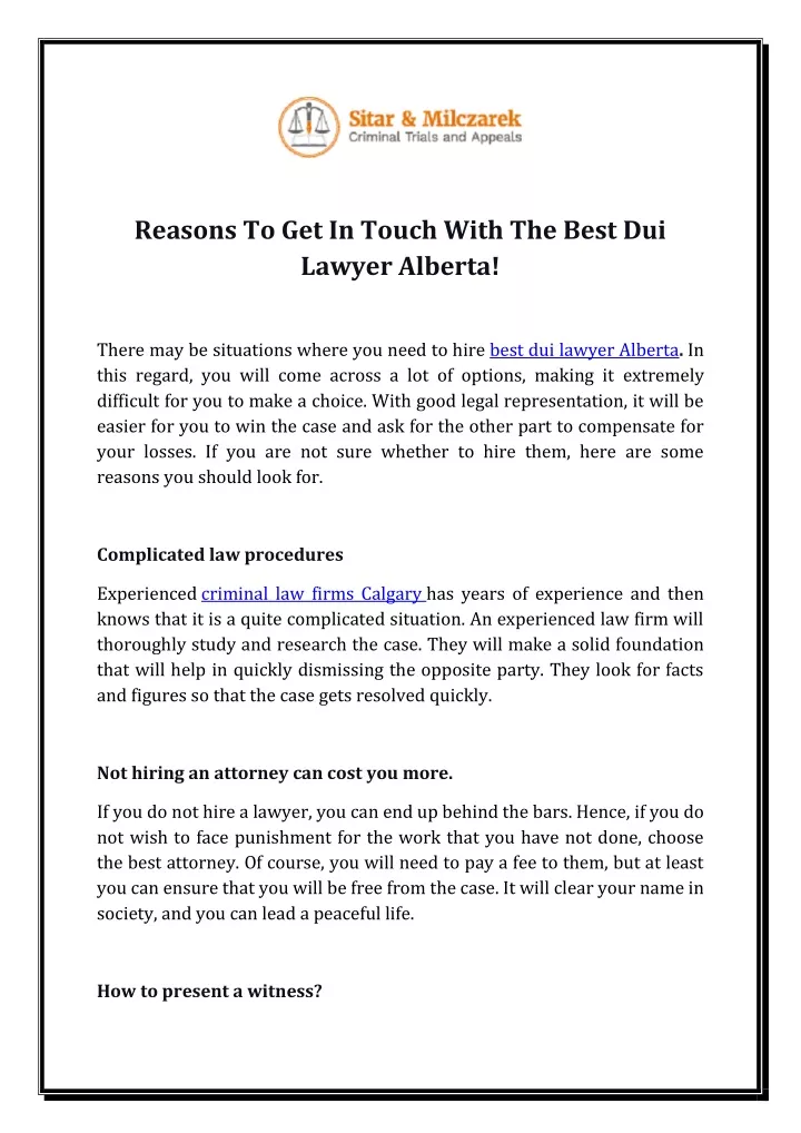 reasons to get in touch with the best dui lawyer