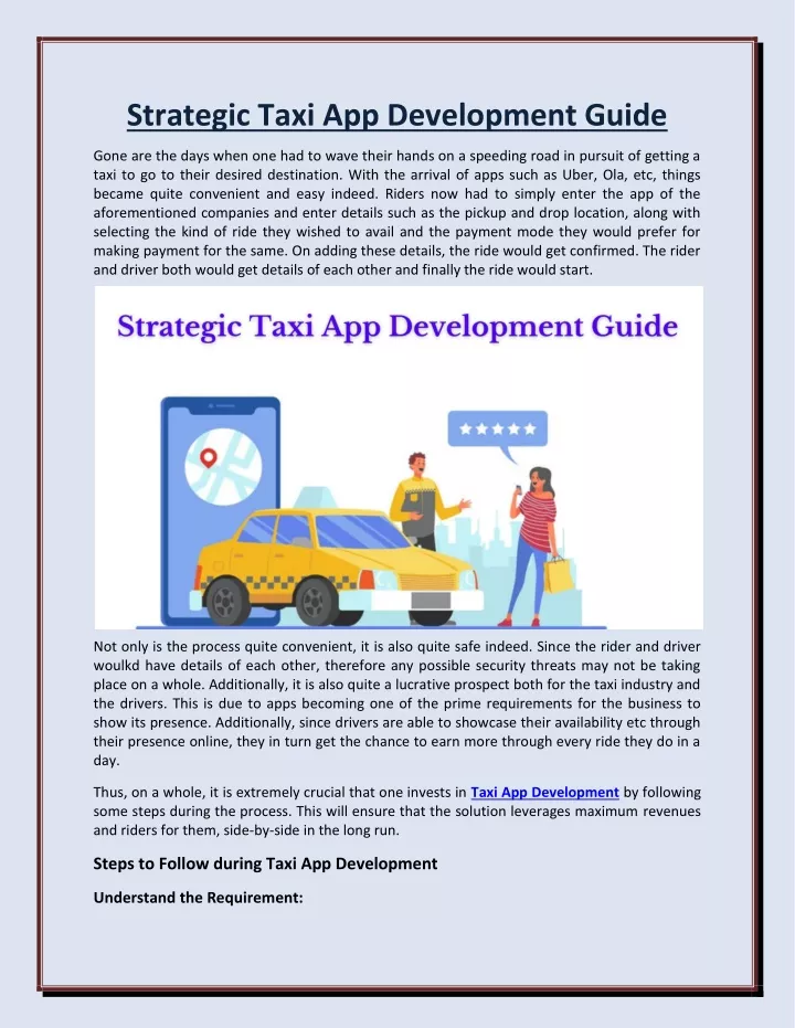 strategic taxi app development guide