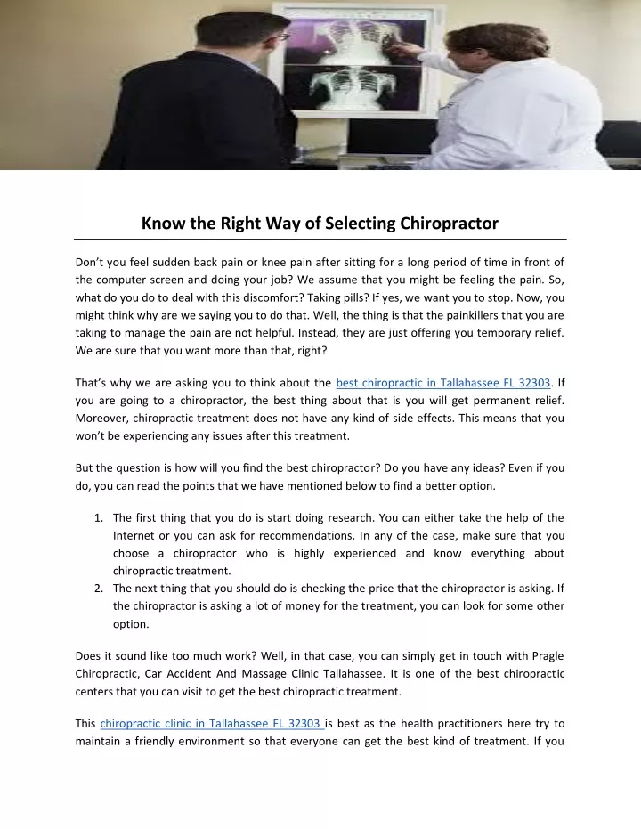 know the right way of selecting chiropractor