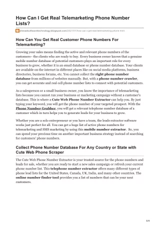 how can i get real telemarketing phone number